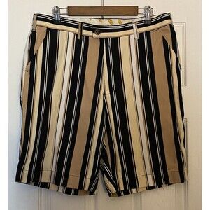 Loudmouth Golf Men's striped shorts striped tan black white Barcode size 36W